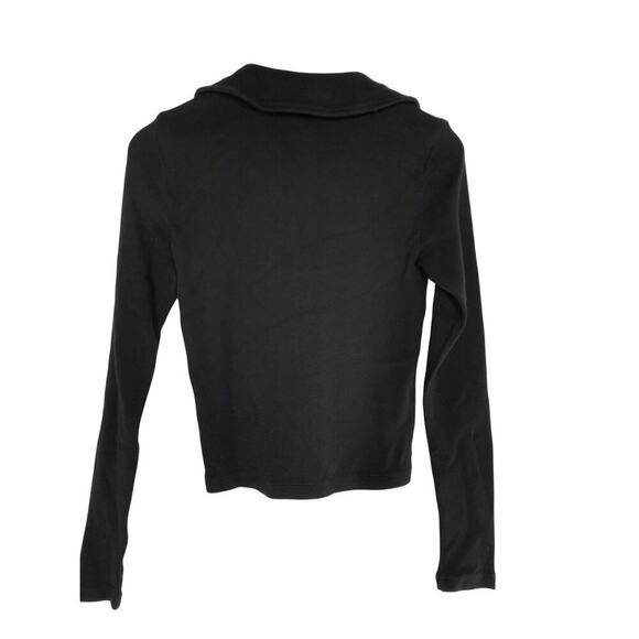 Madewell Fill Zip Top Ribbed Long Sleeve Collared  Jet Black NWT M - Picture 5 of 8